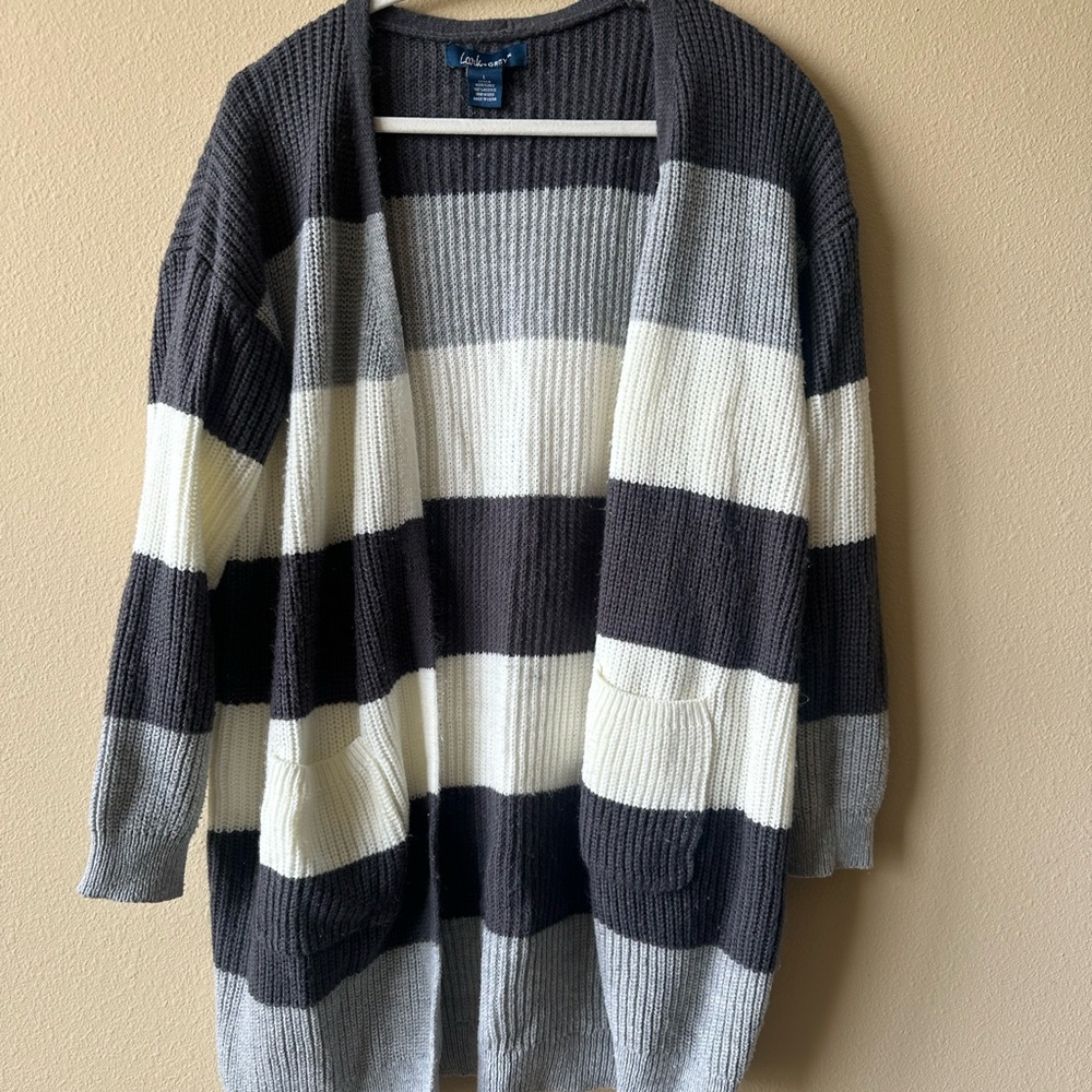 Stylish Striped Open-Front Cardigan